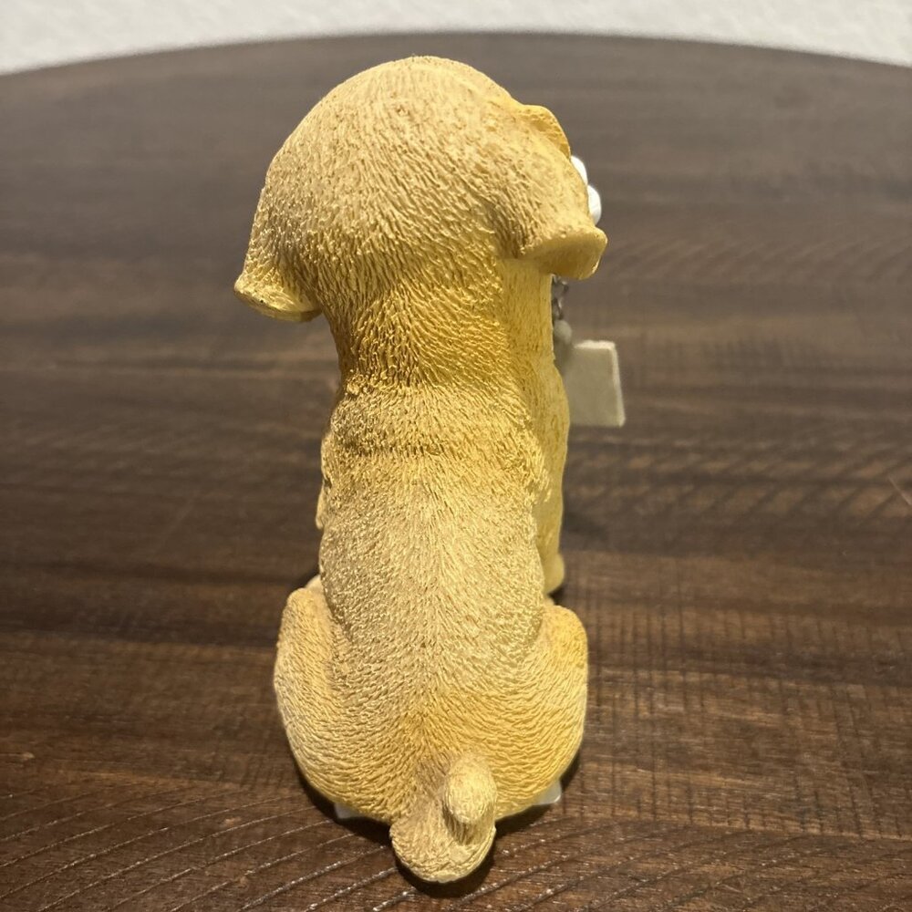 Vintage 6” Labrador Retriever Holding A Welcome Sign & Bone In Mouth - Picture 3 of 5